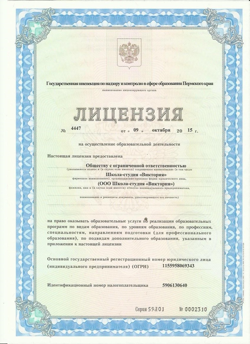 Лицензия на осуществление образовательной деятельности